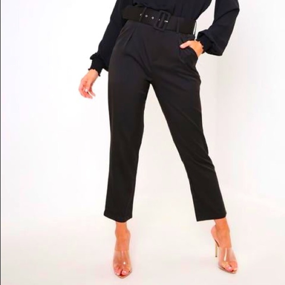 Black Belted Ankle Pants
